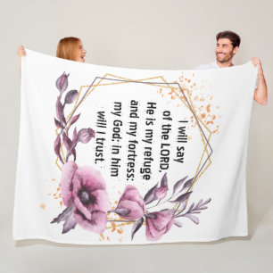 Mooie psalm 91 Floral Fleece Blanket Deken