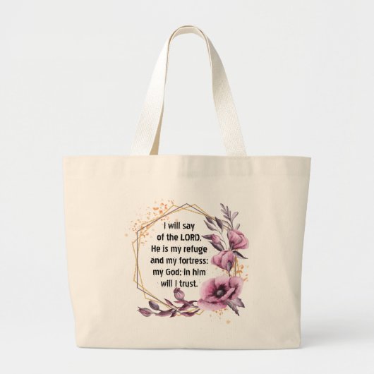 Mooie psalm 91 Floral Grote Canvas tas (Voorkant)
