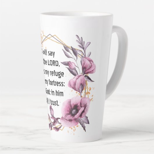 Mooie Psalm 91 Floral Latte Mok (Rechterhoek)