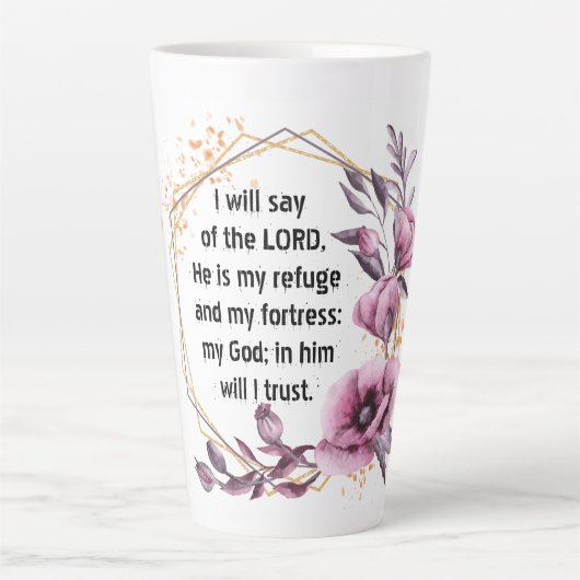Mooie Psalm 91 Floral Latte Mok (Voorkant)
