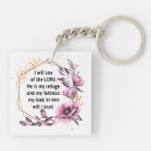 Mooie Psalm 91 Floral Sleutelhanger (Achterkant)