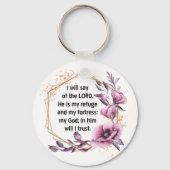 Mooie Psalm 91 Floral sleutelhanger (Voorkant)