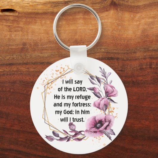 Mooie Psalm 91 Floral sleutelhanger (Voorkant)