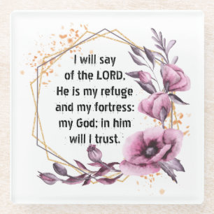 Mooie psalm 91 Onderzetter van Floral Glass