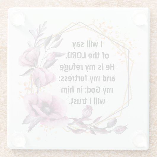 Mooie psalm 91 Onderzetter van Floral Glass Glazen Onderzetter (Achterkant)