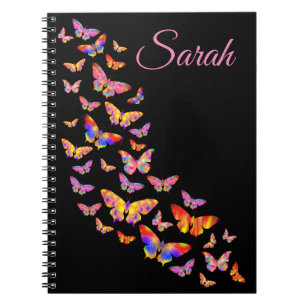 Mooie Psychedelic Butterfly Pop Art Sarah Name Notitieboek