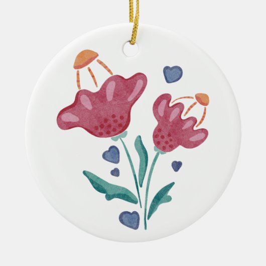 Mooie Psychedelische Bloemen Keramisch Ornament (Voorkant)