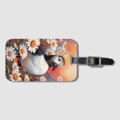 Mooie Puffin in Daisy Field Bagagelabel (Voorkant (horizontaal))