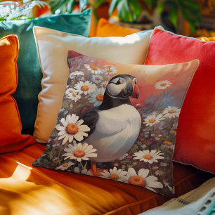 Mooie Puffin in Daisy Field Kussen
