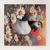 Mooie Puffin in Daisy Field Legpuzzel (Horizontaal)