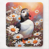 Mooie Puffin in Daisy Field Muismat (Voorkant)