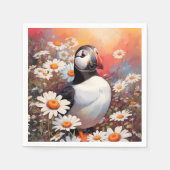 Mooie Puffin in Daisy Field Servet (Voorkant)