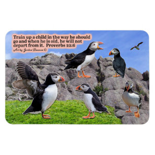 Mooie Puffin Schrift Magnet Spreuken 22:6 Magneet