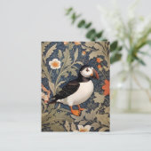 Mooie Puffin William Morris geïnspireerd Briefkaart (Staand voorkant)