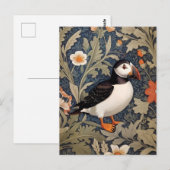 Mooie Puffin William Morris geïnspireerd Briefkaart (Voorkant / Achterkant)