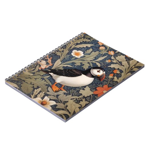Mooie Puffin William Morris geïnspireerd Notitieboek (Linkerzijde)