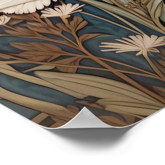 Mooie Puffin William Morris Geïnspireerd Poster (Hoek)