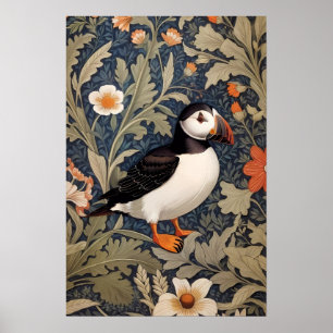 Mooie Puffin William Morris geïnspireerd Poster