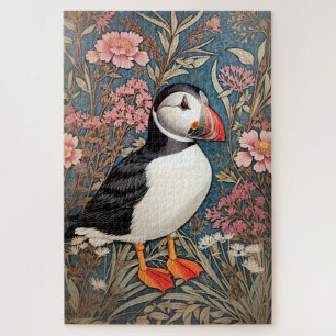 Mooie Puffin William Morris Geïnspireerd Poster Legpuzzel