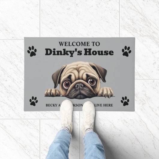 Mooie Pug Hond Foto Deurmat (Binnen)