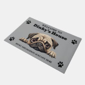 Mooie Pug Hond Foto Deurmat (Schuin)