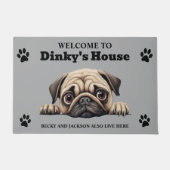 Mooie Pug Hond Foto Deurmat (Voorkant)