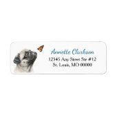Mooie Pugs-hond Vlinder Retouradres Etiket (Voorkant)