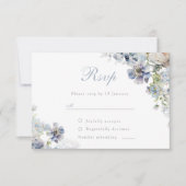 Mooie puistblauwe bloemen legant Wedding RSVP Kaartje (Voorkant)