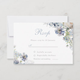 Mooie puistblauwe bloemen legant Wedding RSVP Kaartje