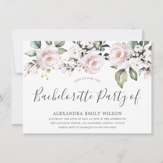 Mooie puistjes Roos Blush Bachelorette Party Kaart (Voorkant)