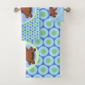 Mooie puppy dog blauwe cartoon illustratie bad handdoek (Insitu)