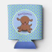 Mooie puppy dog blauwe cartoon illustratie blikjeskoeler (Achterkant)