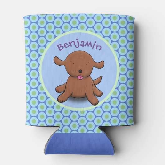 Mooie puppy dog blauwe cartoon illustratie blikjeskoeler (Achterkant)