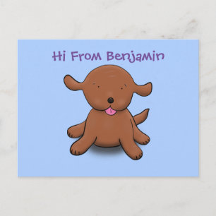Mooie puppy dog blauwe cartoon illustratie briefkaart