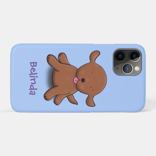 Mooie puppy dog blauwe cartoon illustratie Case-Mate iPhone case (Achterkant (horizontaal))