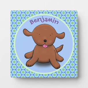 Mooie puppy dog blauwe cartoon illustratie fotoplaat