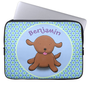 Mooie puppy dog blauwe cartoon illustratie laptop sleeve