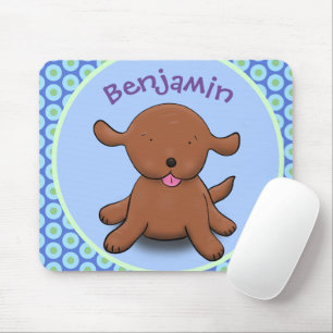 Mooie puppy dog blauwe cartoon illustratie muismat