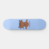Mooie puppy dog blauwe cartoon illustratie persoonlijk skateboard (Horizontaal)