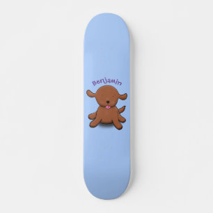 Mooie puppy dog blauwe cartoon illustratie persoonlijk skateboard