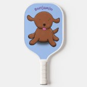 Mooie puppy dog blauwe cartoon illustratie pickleball paddle (Voorkant)
