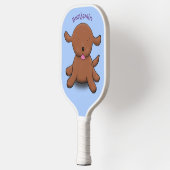 Mooie puppy dog blauwe cartoon illustratie pickleball paddle (Links)