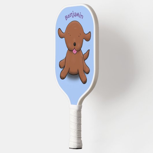 Mooie puppy dog blauwe cartoon illustratie pickleball paddle (Links)