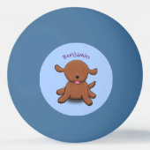 Mooie puppy dog blauwe cartoon illustratie pingpongbal (Voorkant)