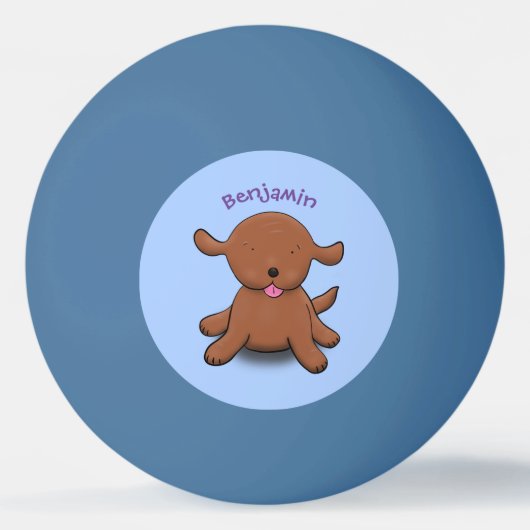 Mooie puppy dog blauwe cartoon illustratie pingpongbal (Achterkant)