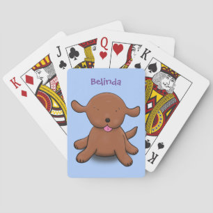 Mooie puppy dog blauwe cartoon illustratie pokerkaarten