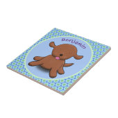 Mooie puppy dog blauwe cartoon illustratie tegeltje (Zijkant)