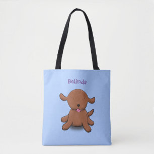 Mooie puppy dog blauwe cartoon illustratie tote bag