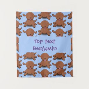 Mooie puppy dog blauwe cartoon illustratie wandkleed