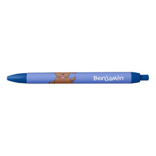 Mooie puppy dog blauwe cartoon illustratie zwarte inkt pen